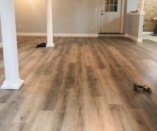 Farmhouse vinyl plank basement floor